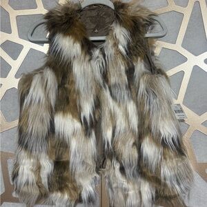 Jou Jou Faux Fur Vest in Brown, Black, and Cream